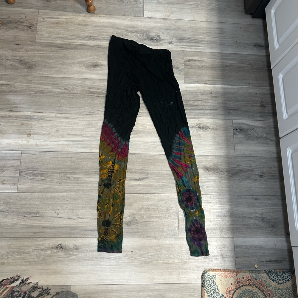 Women's Black and Multicolor Leggings